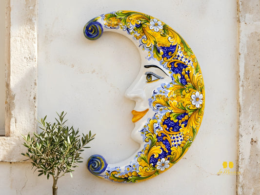 Luna Decorazione da Parete in Ceramica di Caltagirone 56cm - Vari Decori
