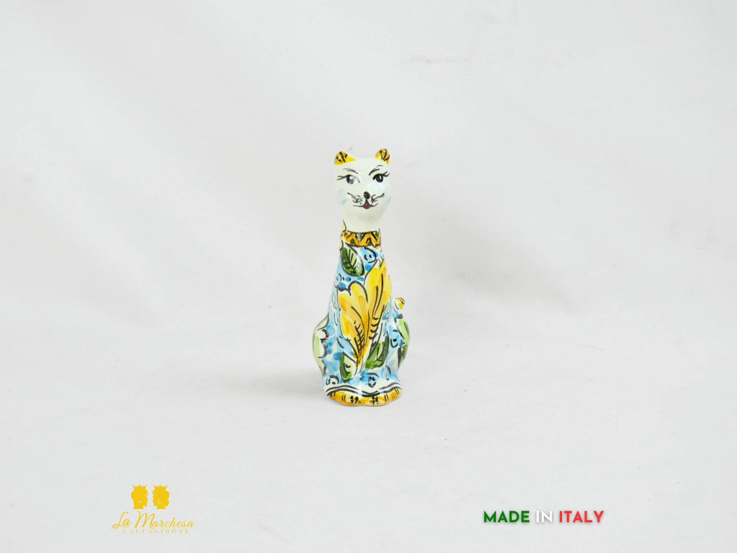 Gatto in Ceramica di Caltagirone vari colori cm15