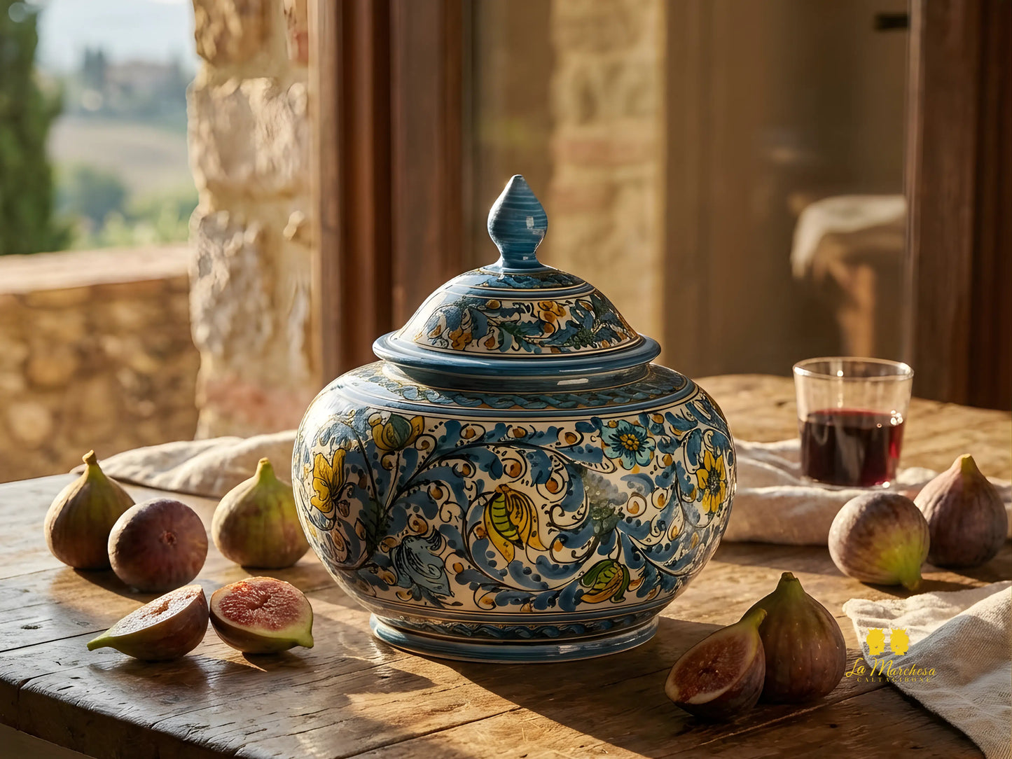 Biscottiera Decorata in Ceramica di Caltagirone 22cm - Vari Decori