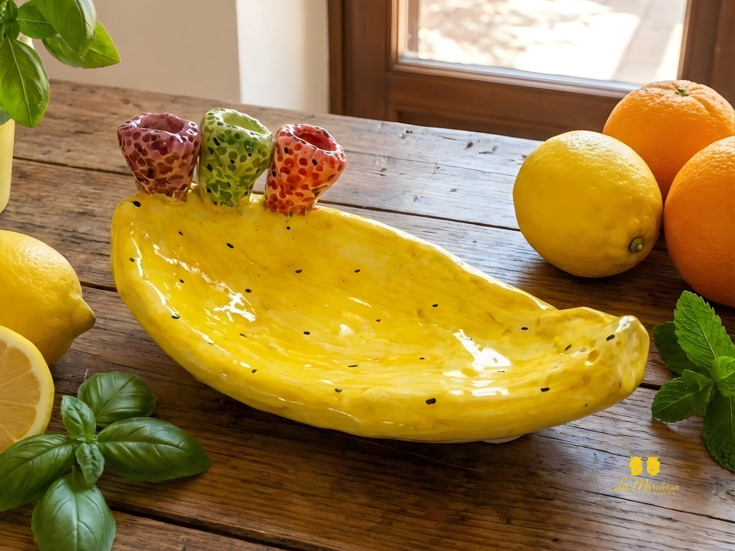 Vassoio Fichi D’India Ceramica di Caltagirone 21cm - Vari Colori