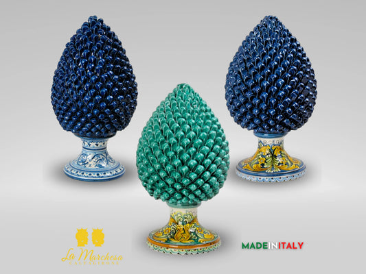 Pigna Siciliana in Ceramica di Caltagirone Ornato Barocco 52cm - Vari Colori