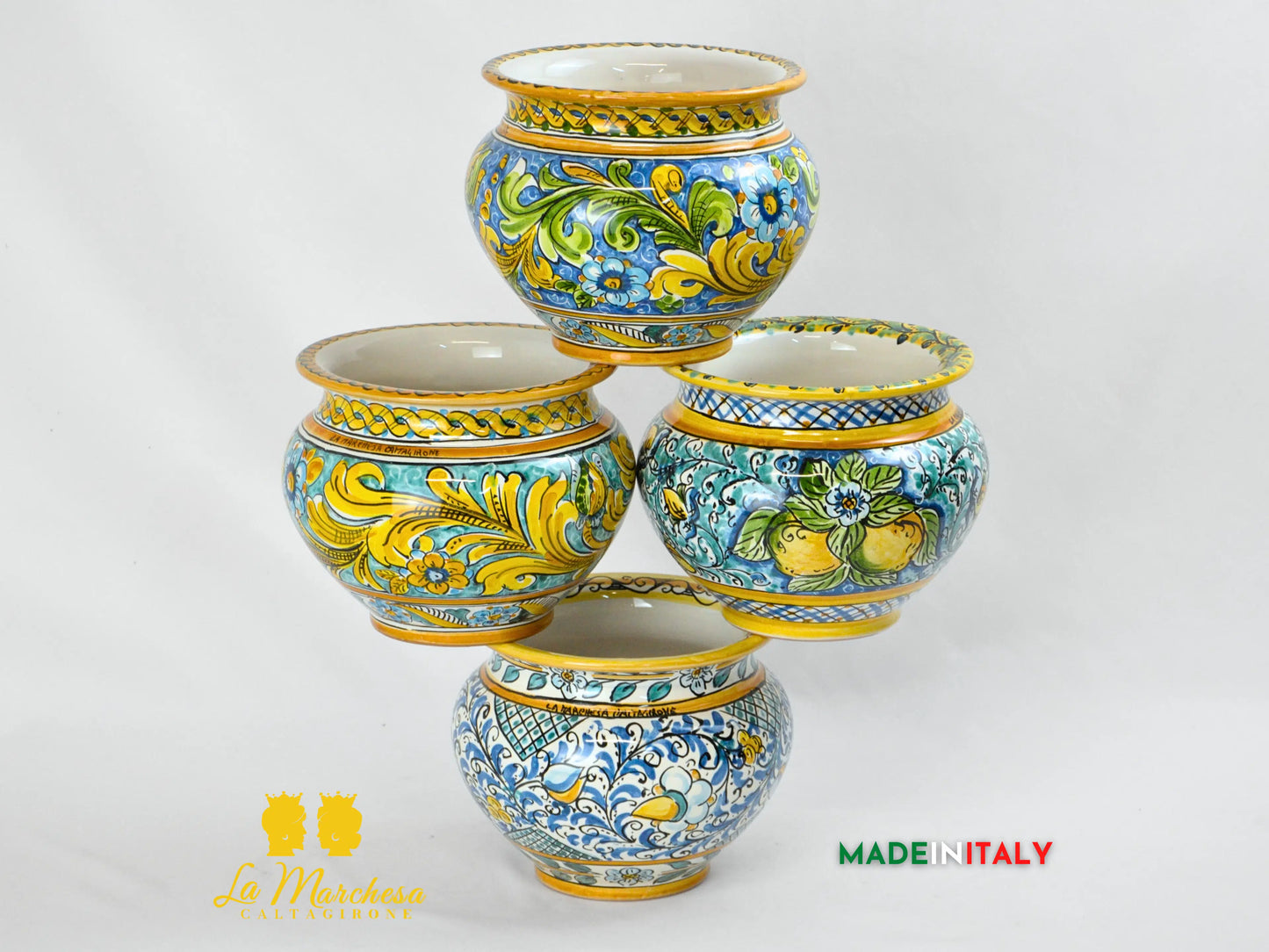 Portavaso in Ceramica di Caltagirone 19cm - Vari Decori