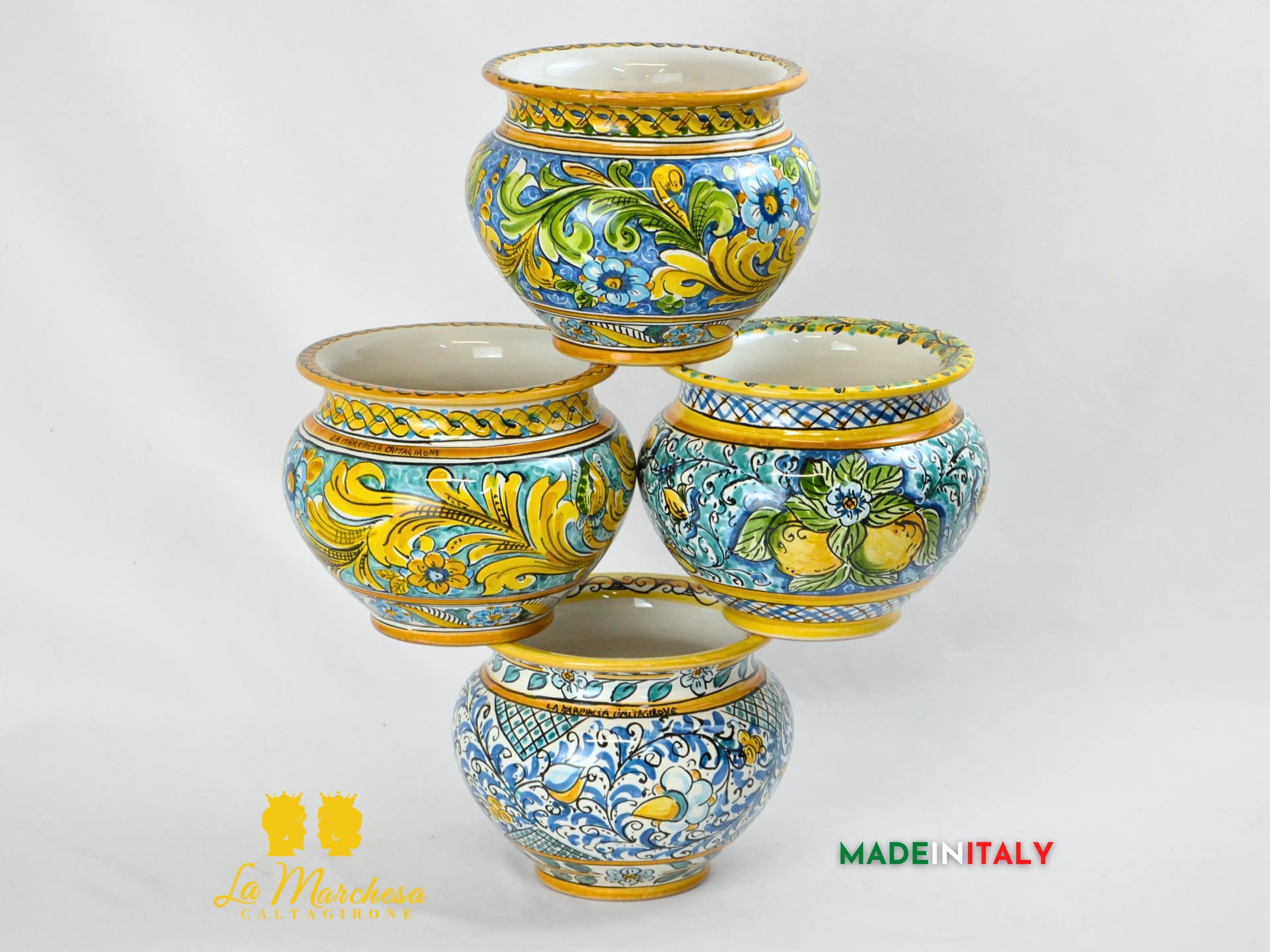 Portavaso in Ceramica di Caltagirone 19cm - Vari Decori