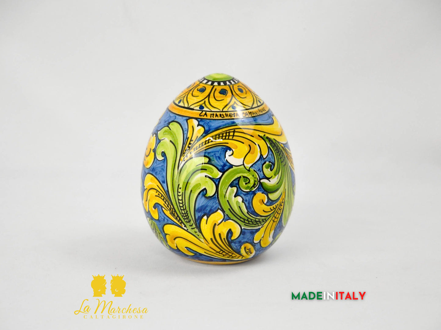 Uovo Blu in Ceramica di Caltagirone - Varie Misure