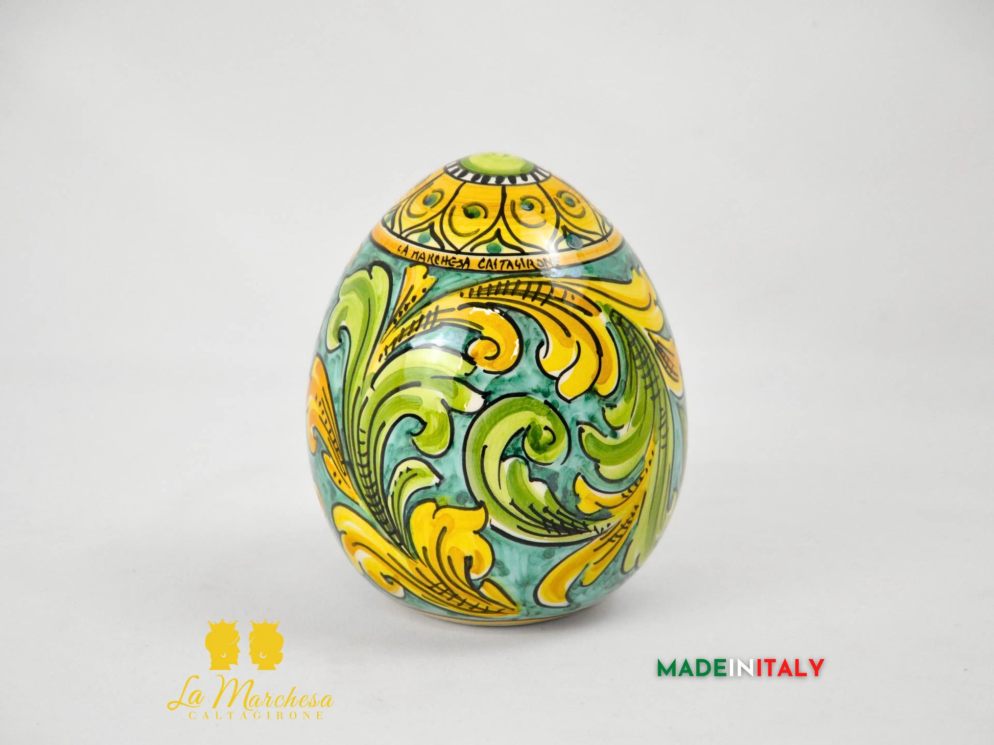Uovo Verde in Ceramica di Caltagirone - Varie Misure
