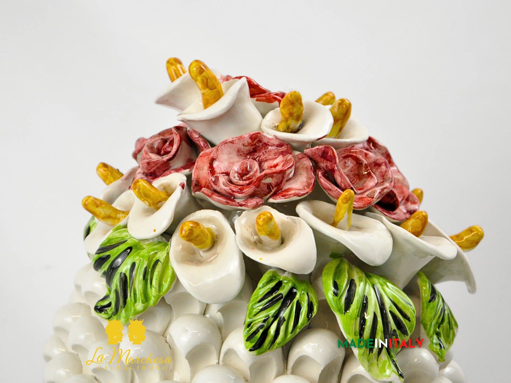 Pigna Siciliana in Ceramica di Caltagirone Applicazioni Fiori - Vari Modelli