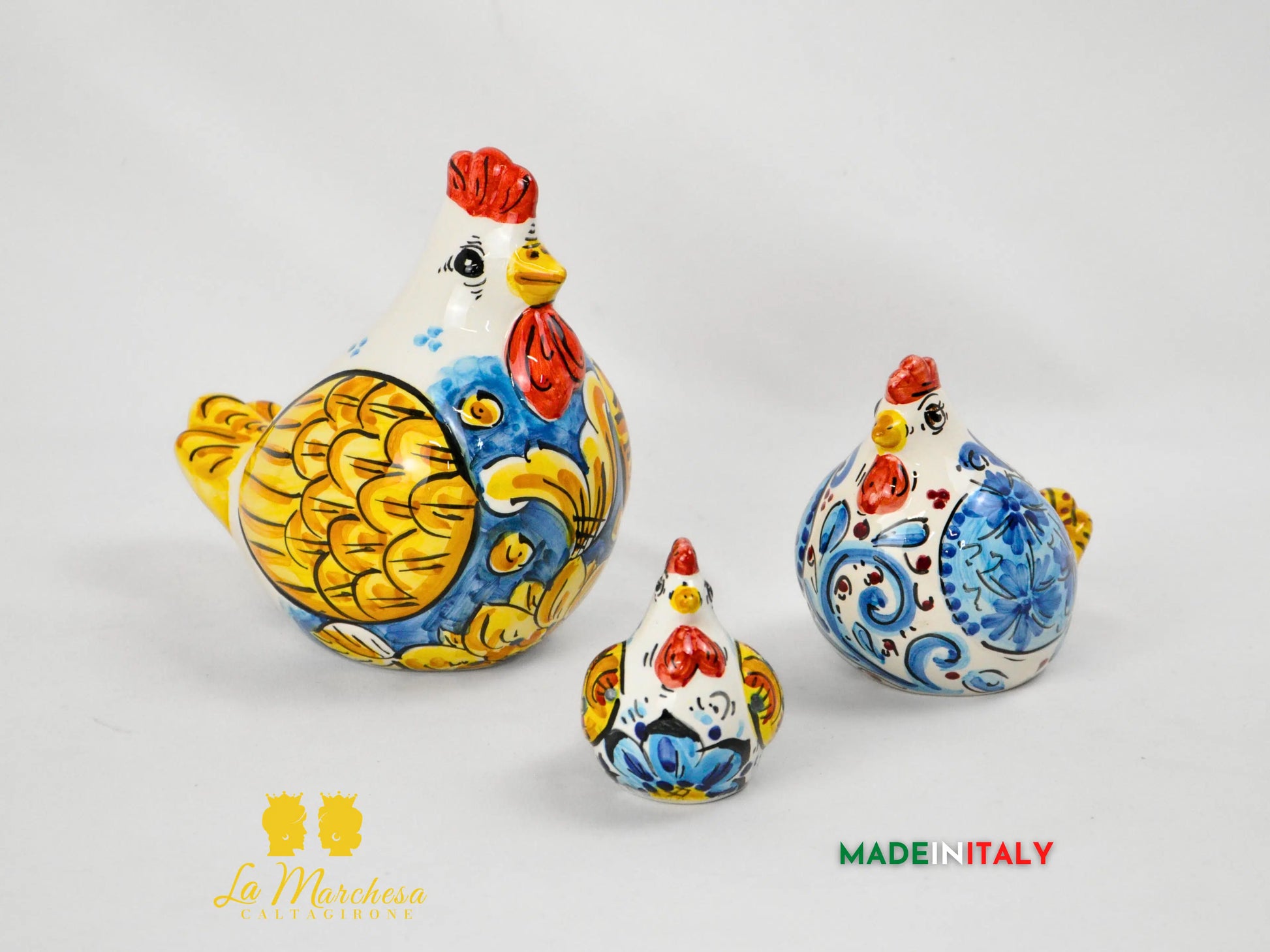 Gallina in Ceramica di Caltagirone Decorata - Varie Misure