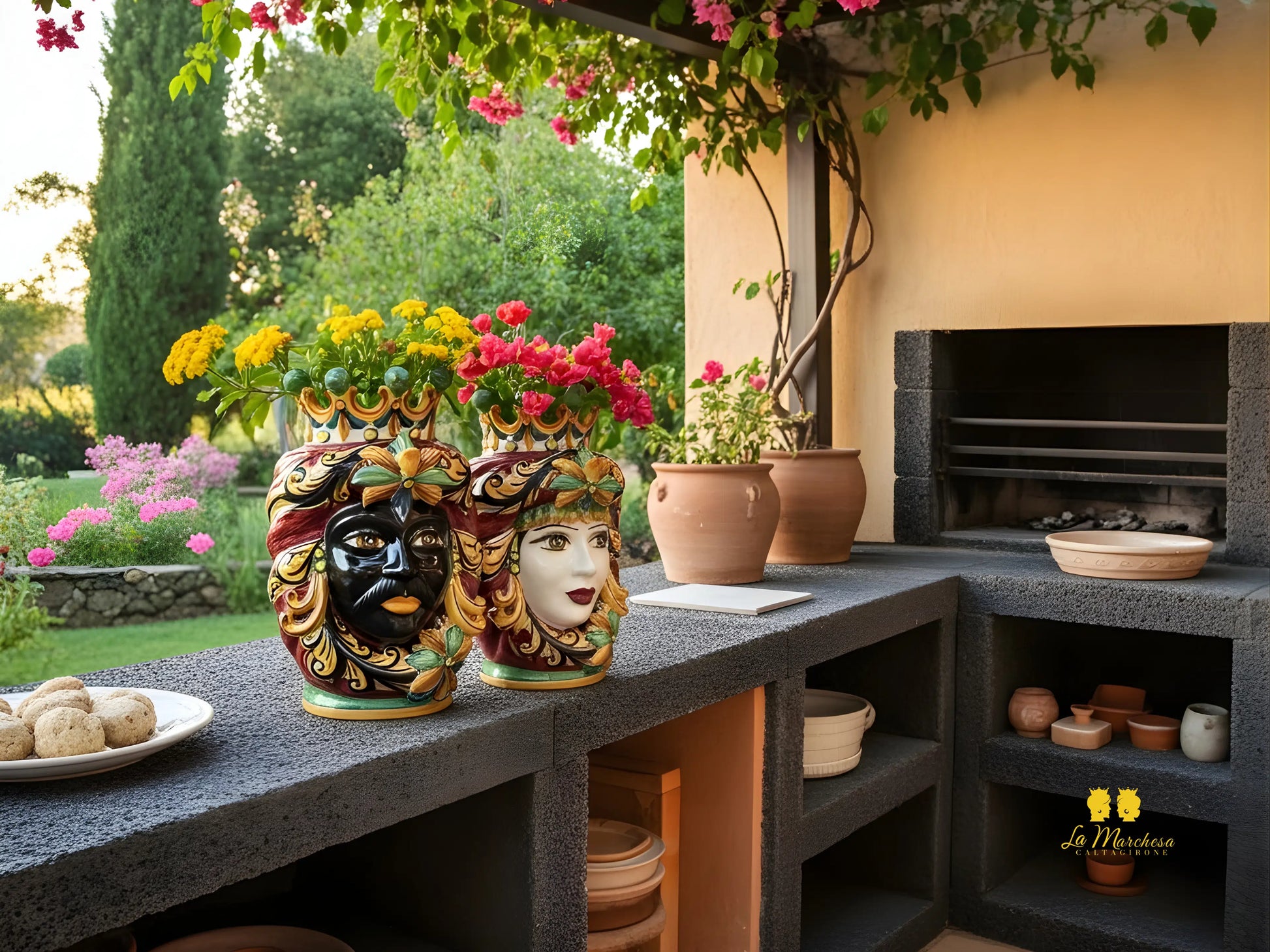 Teste di Moro Taormina Corona in Ceramica di Caltagirone 29cm - Vari Modelli