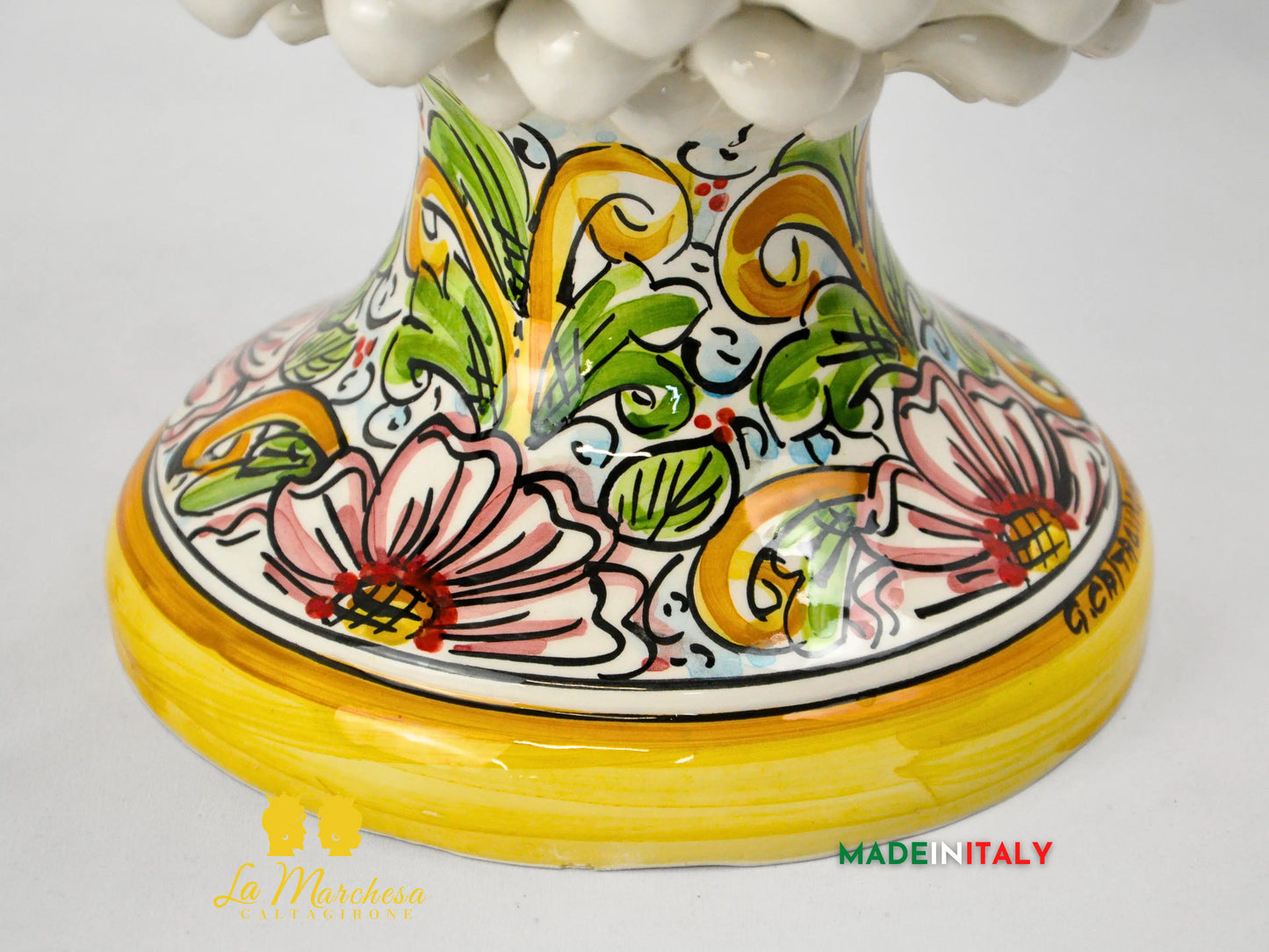 Pigna Siciliana in Ceramica di Caltagirone Applicazioni Fiori - Vari Modelli