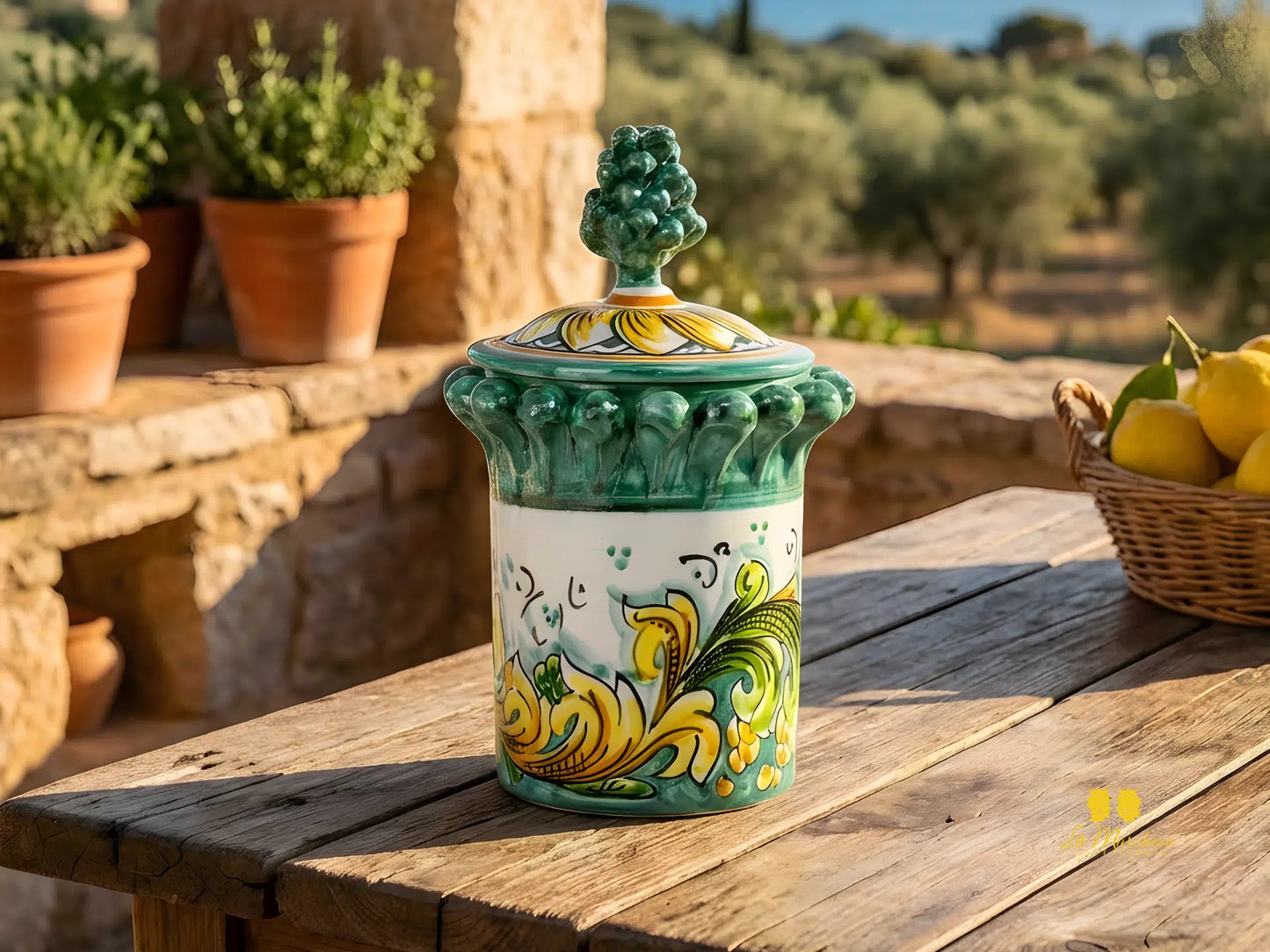 Barattolo Contenitore Pigna in Ceramica di Caltagirone