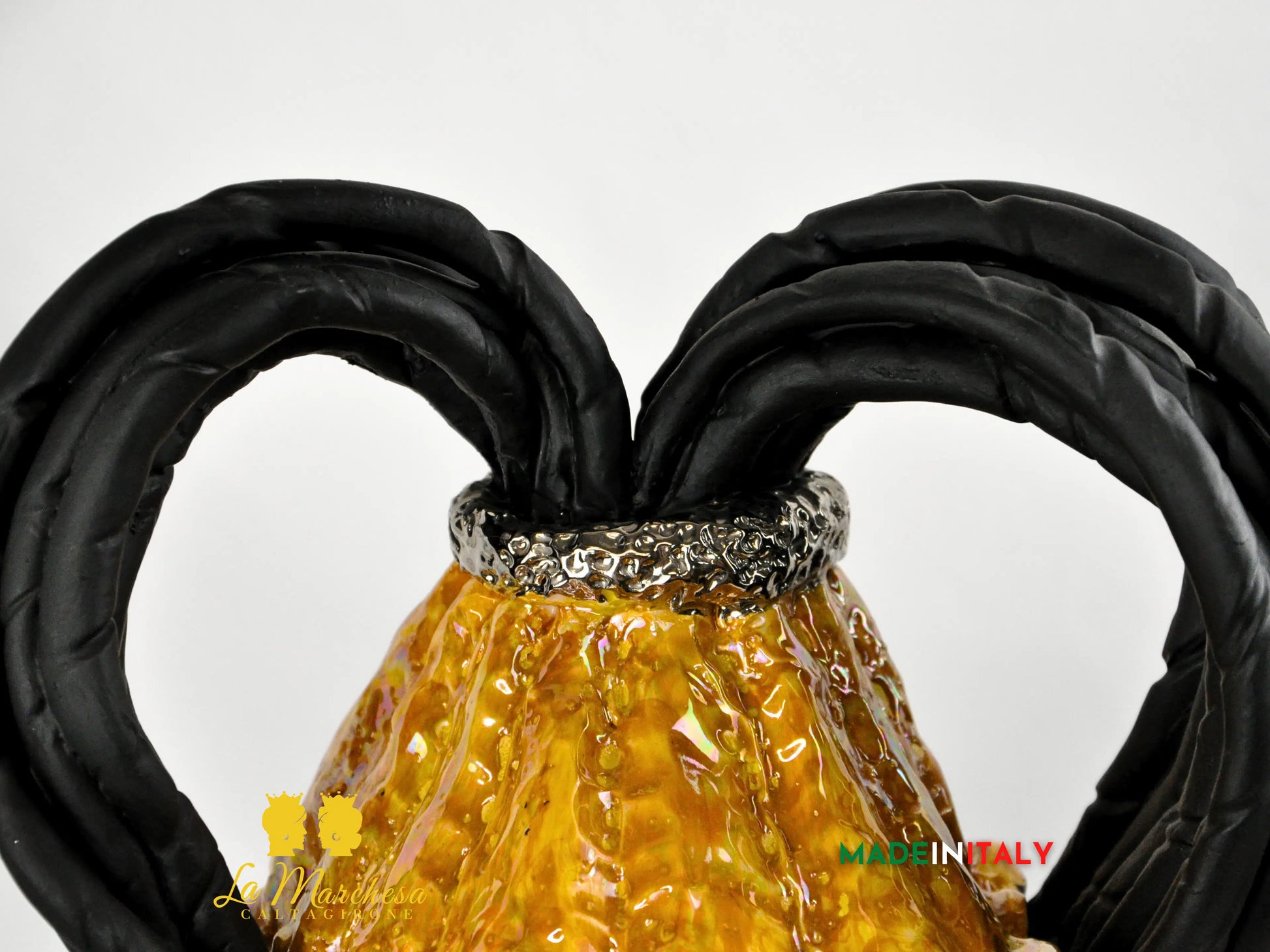 Teste di Moro Design Afro Platino Oro e Madreperla in Ceramica di Caltagirone cm60