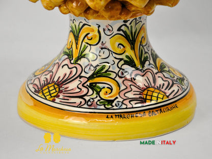 Pigna Siciliana in Ceramica di Caltagirone Applicazioni Fiori - Vari Modelli