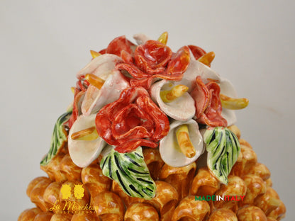 Pigna Siciliana in Ceramica di Caltagirone Applicazioni Fiori - Vari Modelli