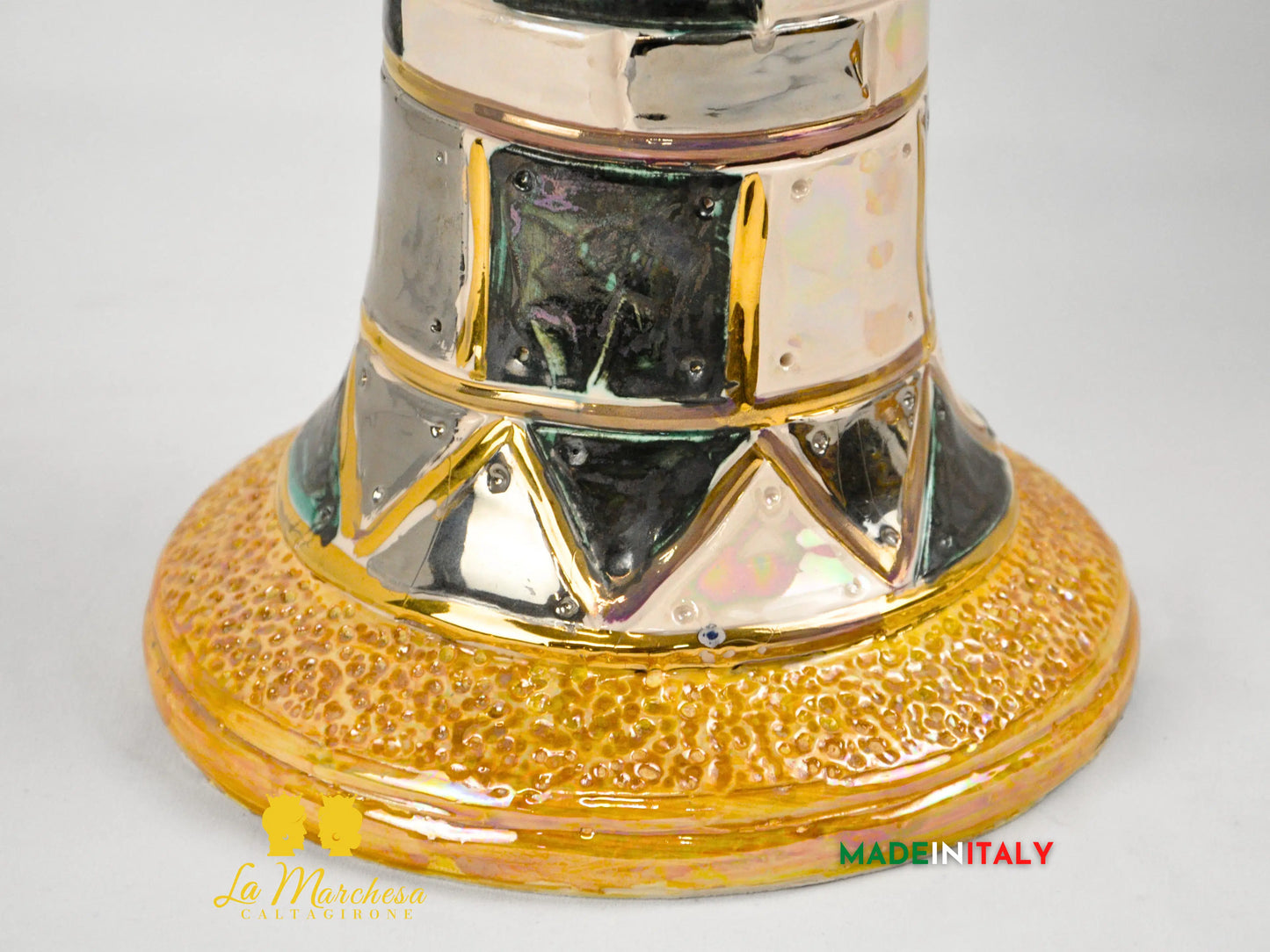 Teste di Moro Design Afro Platino Oro e Madreperla in Ceramica di Caltagirone cm60