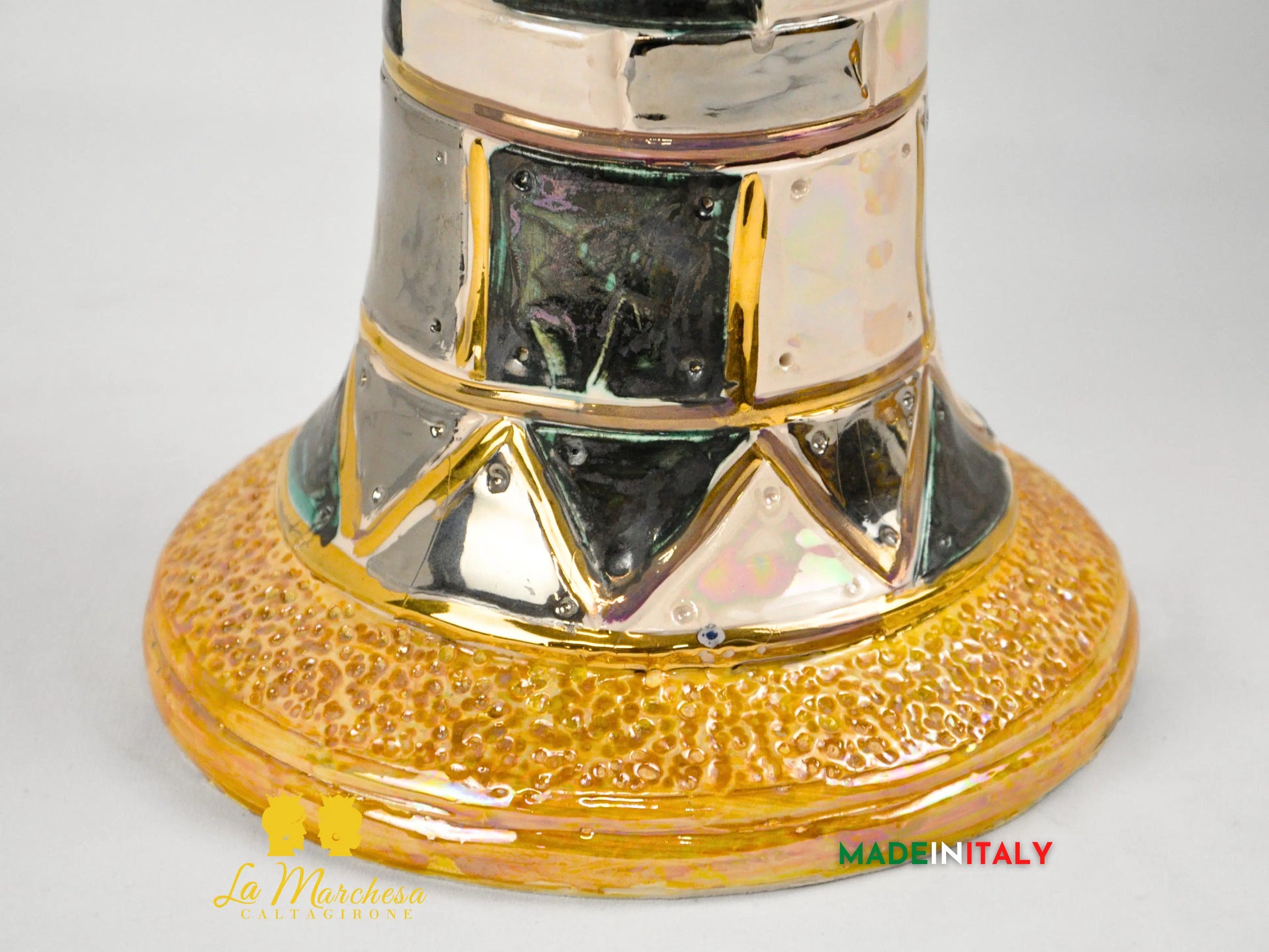 Teste di Moro Design Afro Platino Oro e Madreperla in Ceramica di Caltagirone cm60