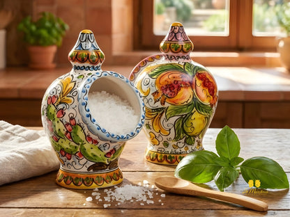 Contenitore Saliera Siciliana Ceramica di Caltagirone - Varie Misure