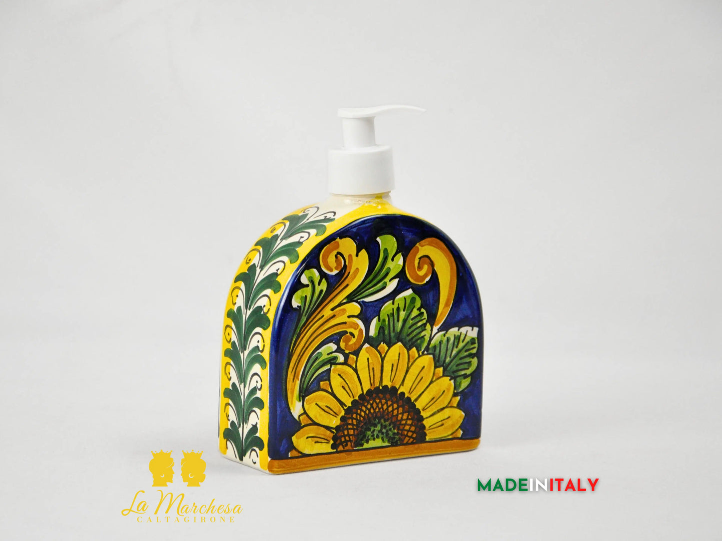 Dispenser Sapone Liquido Decorato in Ceramica di Caltagirone 12cm - Vari Decori