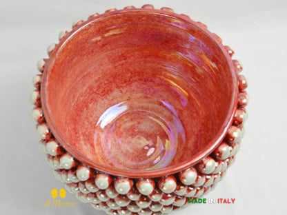 Portavasi pigna Siciliana in Ceramica di Caltagirone Madreperla 28cm senza piede - Vari Modelli