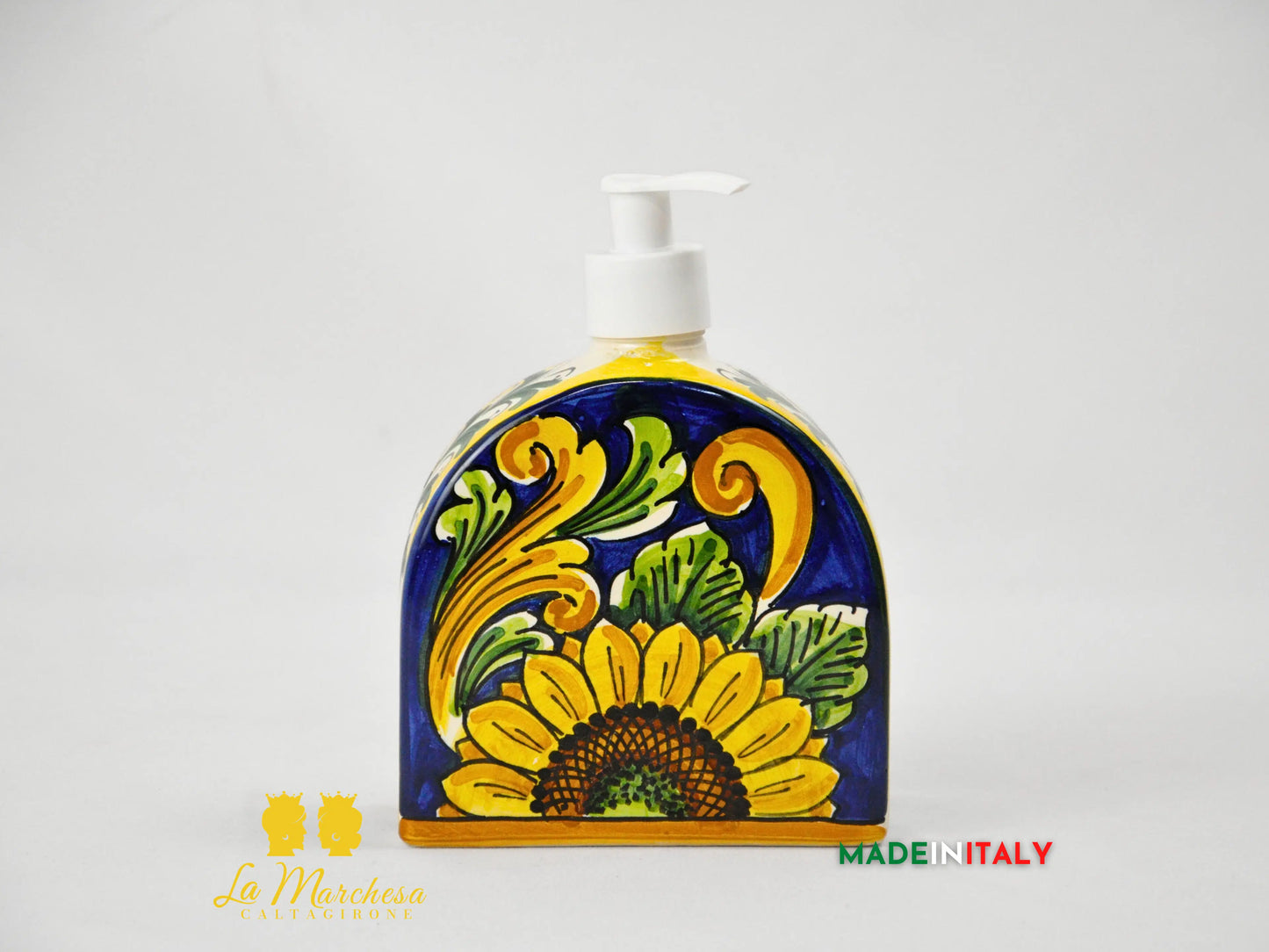 Dispenser Sapone Liquido Decorato in Ceramica di Caltagirone 12cm - Vari Decori