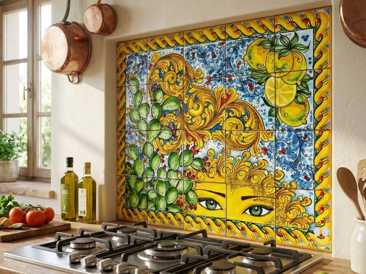 Pannello Murale Piastrelle Siciliane in Ceramica di Caltagirone - Vari Disegni