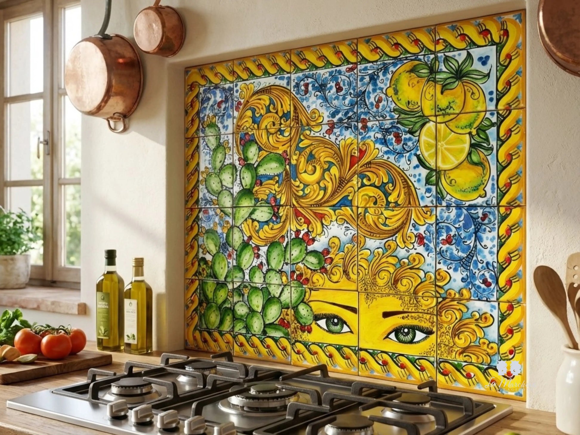 Pannello Murale Piastrelle Siciliane in Ceramica di Caltagirone - Vari Disegni
