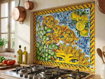 Pannello Murale Piastrelle Siciliane in Ceramica di Caltagirone - Vari Disegni