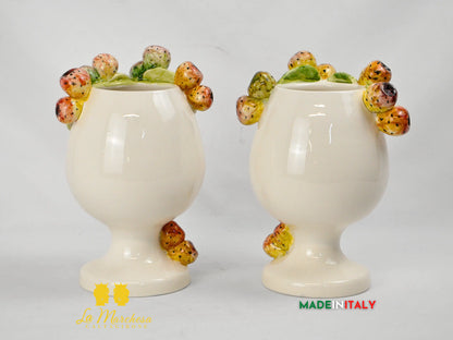 Vaso Design Volto in Ceramica di Caltagirone Fichi D'India 24cm