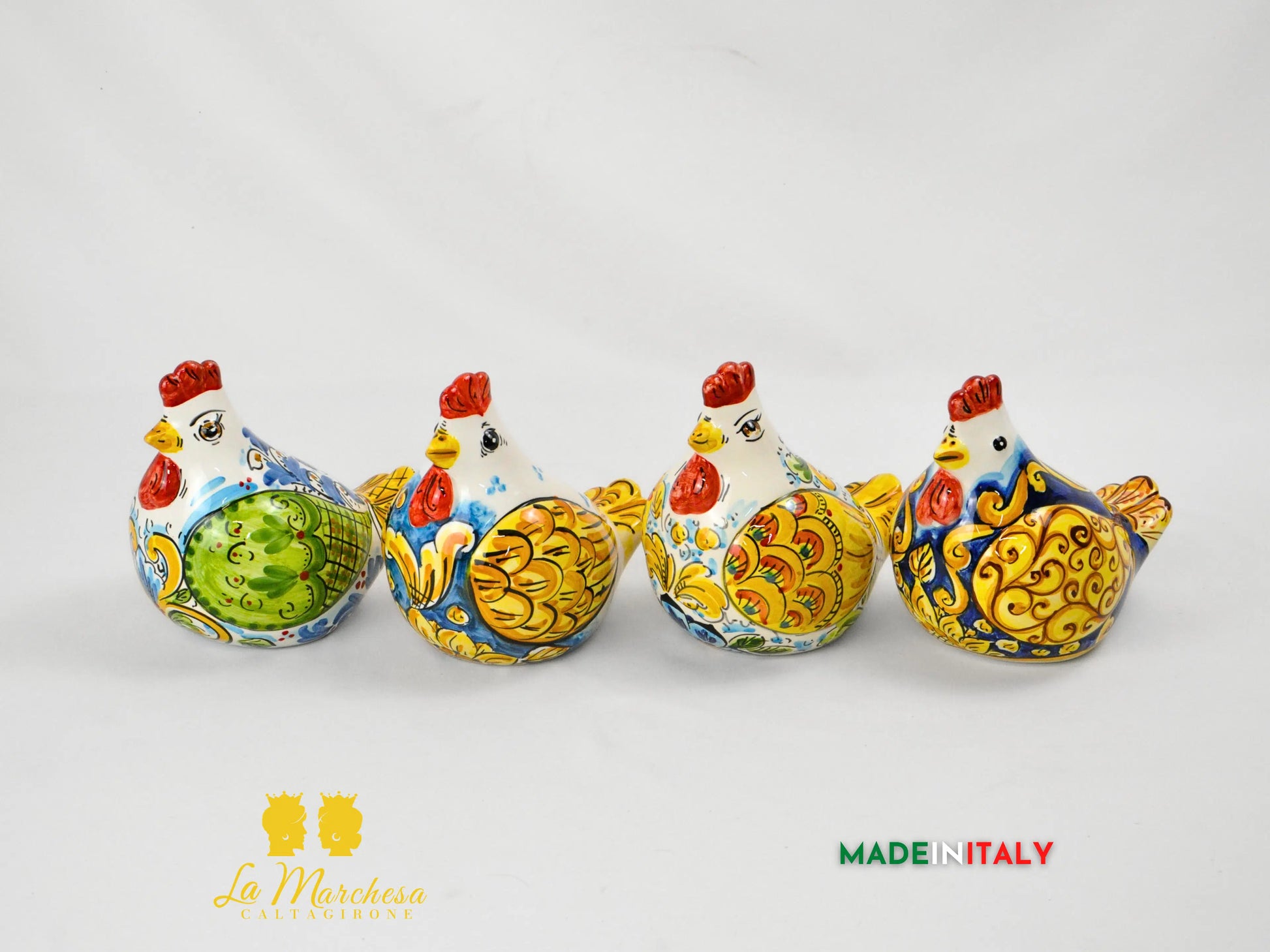 Gallina in Ceramica di Caltagirone Decorata - Varie Misure