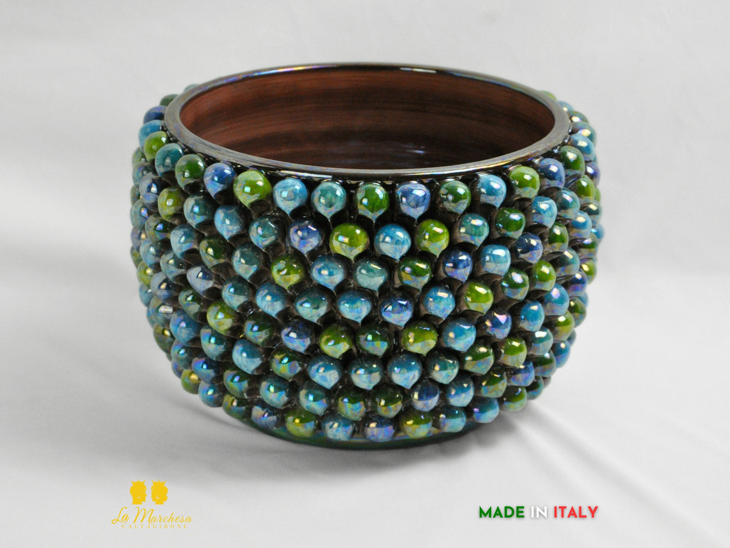 Portavasi pigna Siciliana in Ceramica di Caltagirone Madreperla 28cm senza piede - Vari Modelli