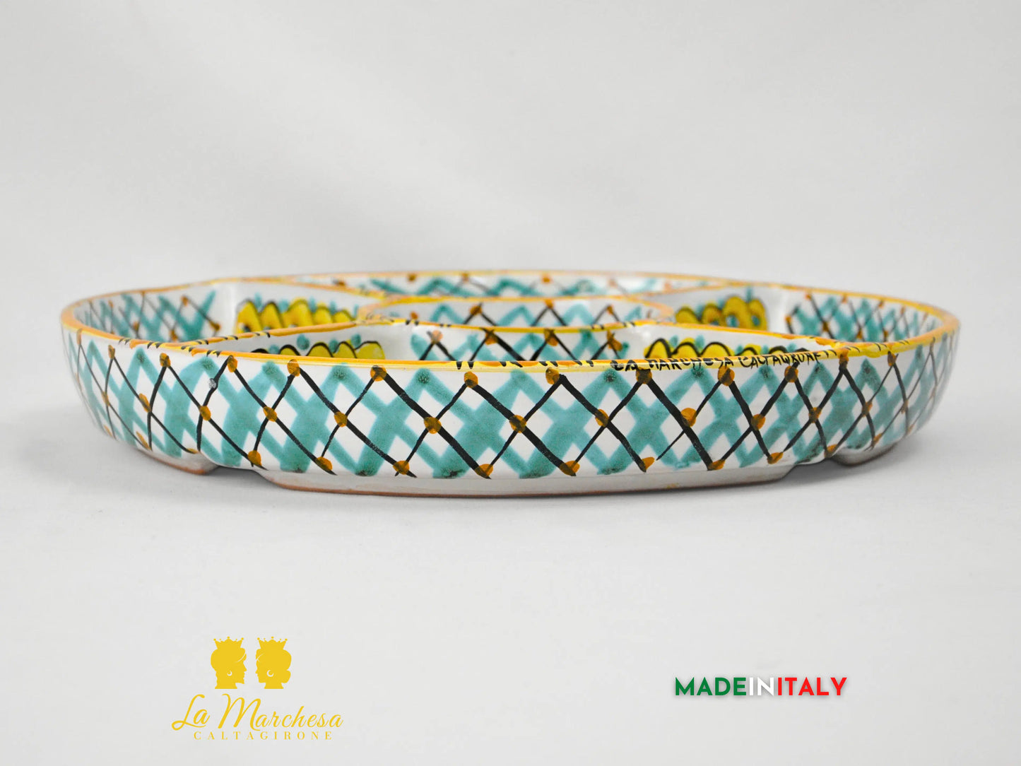 Antipastiera in Ceramica di Caltagirone Tonda 5 Scomparti - Vari Decori