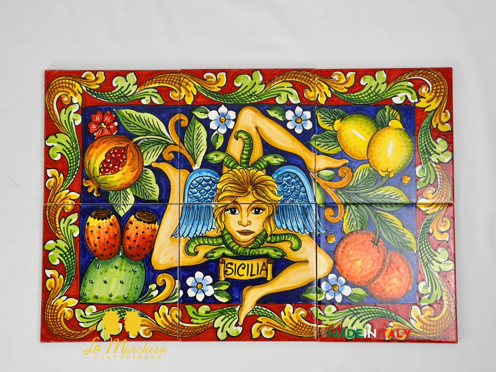 Pannello Murale Piastrelle Siciliane in Ceramica di Caltagirone - Vari Disegni