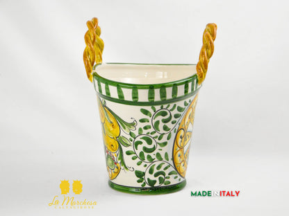 Coffa Siciliana Portavaso Ceramica di Caltagirone Carretto e Fichi D'India- Varie Misure