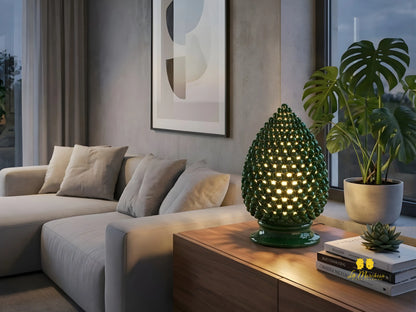 Lampada Pigna Traforata in Ceramica di Caltagirone - Vari Colori