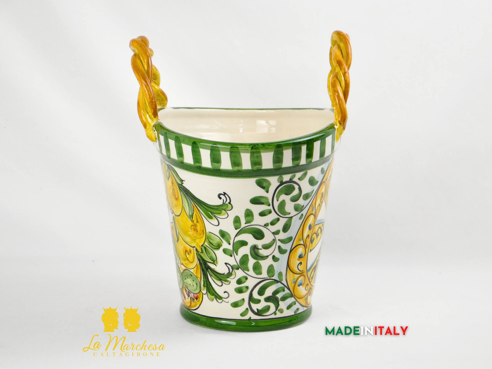 Coffa Siciliana Portavaso Ceramica di Caltagirone Carretto e Fichi D'India- Varie Misure