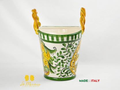 Coffa Siciliana Portavaso Ceramica di Caltagirone Carretto e Fichi D'India- Varie Misure