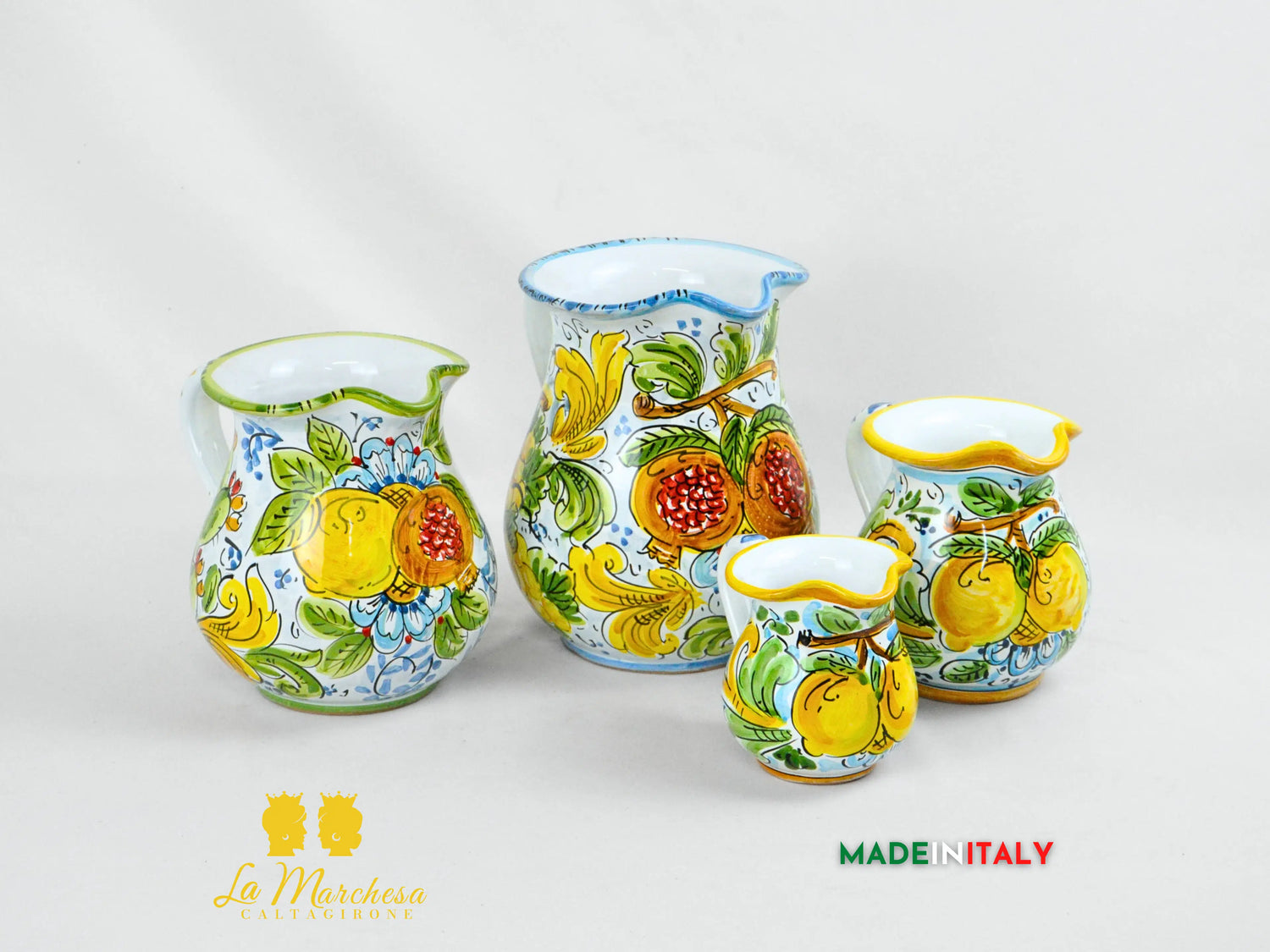 Brocca Caraffa Decorata in Ceramica di Caltagirone - Varie Misure