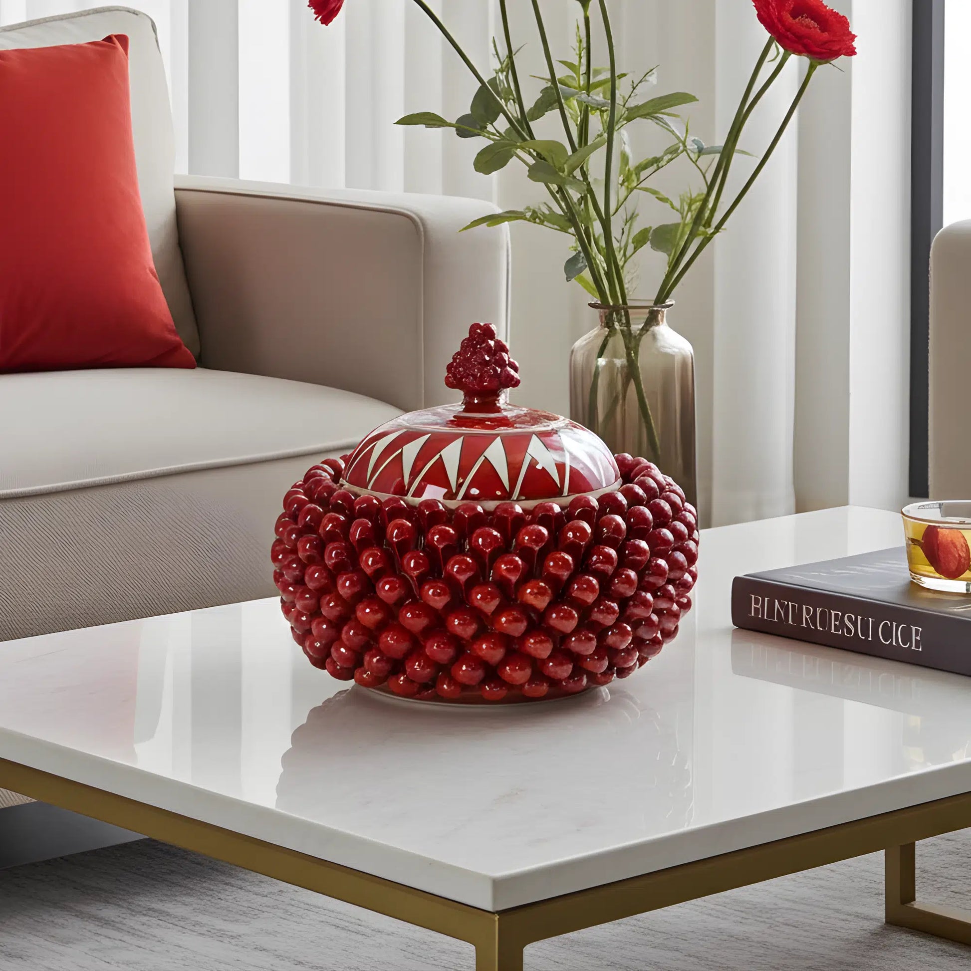 Biscottiera Pigna Madreperla Ceramica di Caltagirone - Vari colori