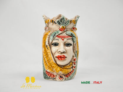Testa di Moro in Ceramica di Caltagirone Doppia Faccia 13cm