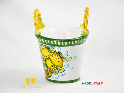 Coffa Siciliana Portavaso Ceramica di Caltagirone Carretto e Fichi D'India- Varie Misure