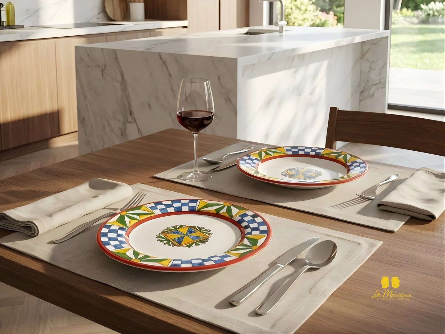 FINE SERIE - Set Servizio 3 Piatti Carretto Siciliano in Ceramica di Caltagirone