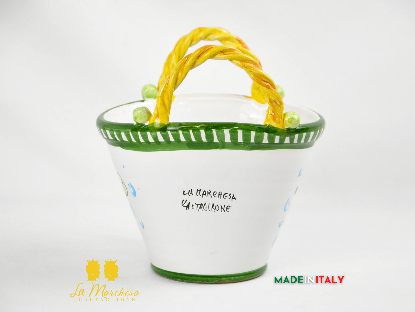 Coffa Siciliana Portavaso Ceramica di Caltagirone Carretto e Fichi D'India- Varie Misure