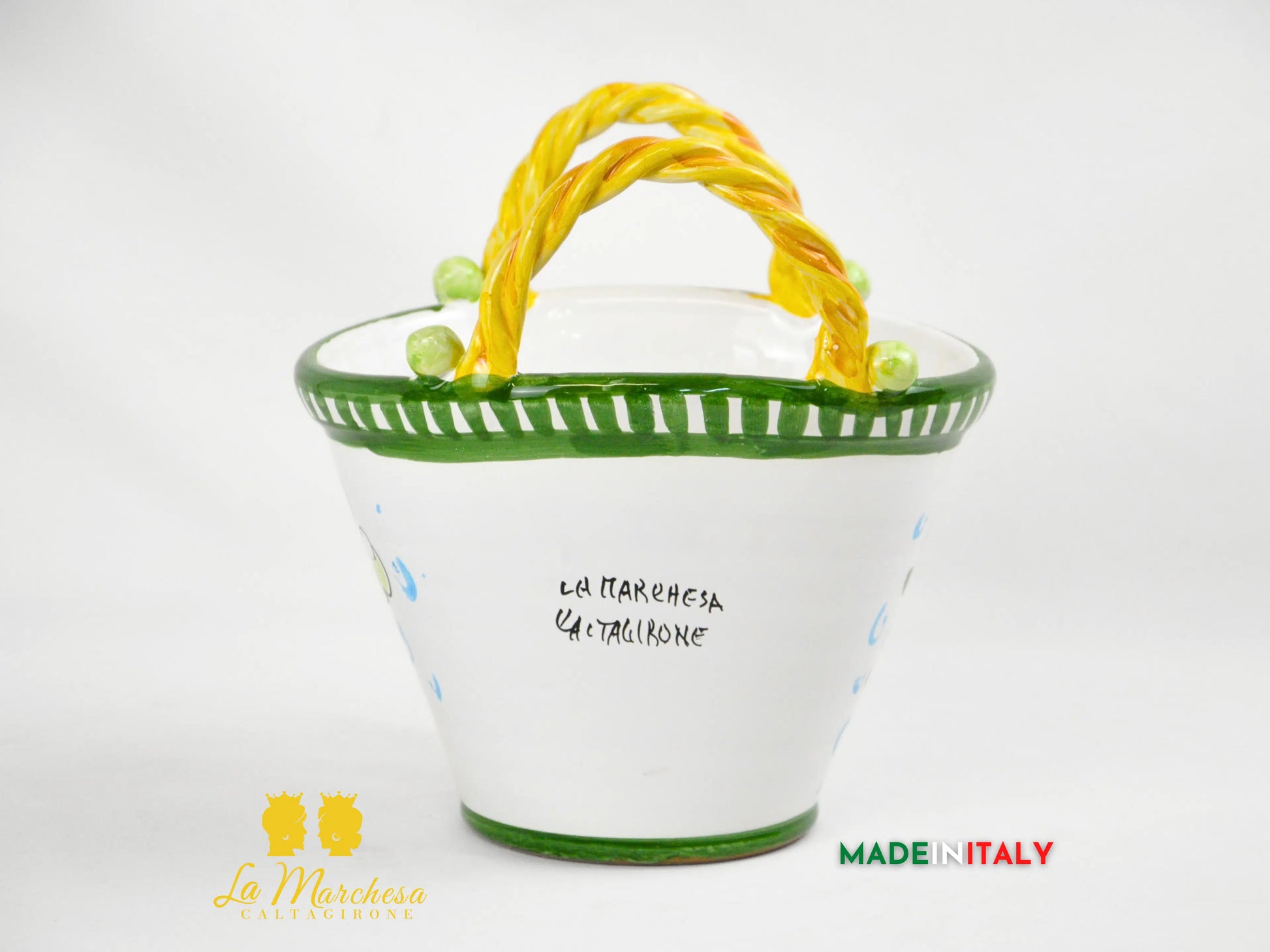 Coffa Siciliana Portavaso Ceramica di Caltagirone Carretto e Fichi D'India- Varie Misure