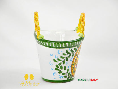 Coffa Siciliana Portavaso Ceramica di Caltagirone Carretto e Fichi D'India- Varie Misure