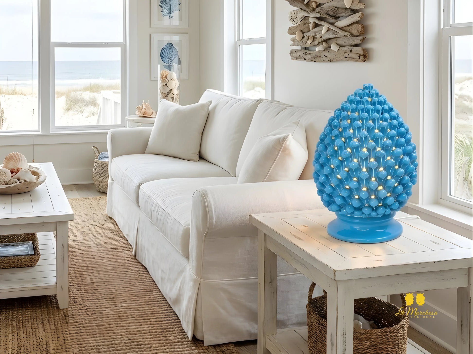 Lampada Pigna Traforata in Ceramica di Caltagirone - Vari Colori