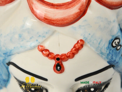 OUTLET - Testa di Moro Donna Pesci in Ceramica di Caltagirone 36cm