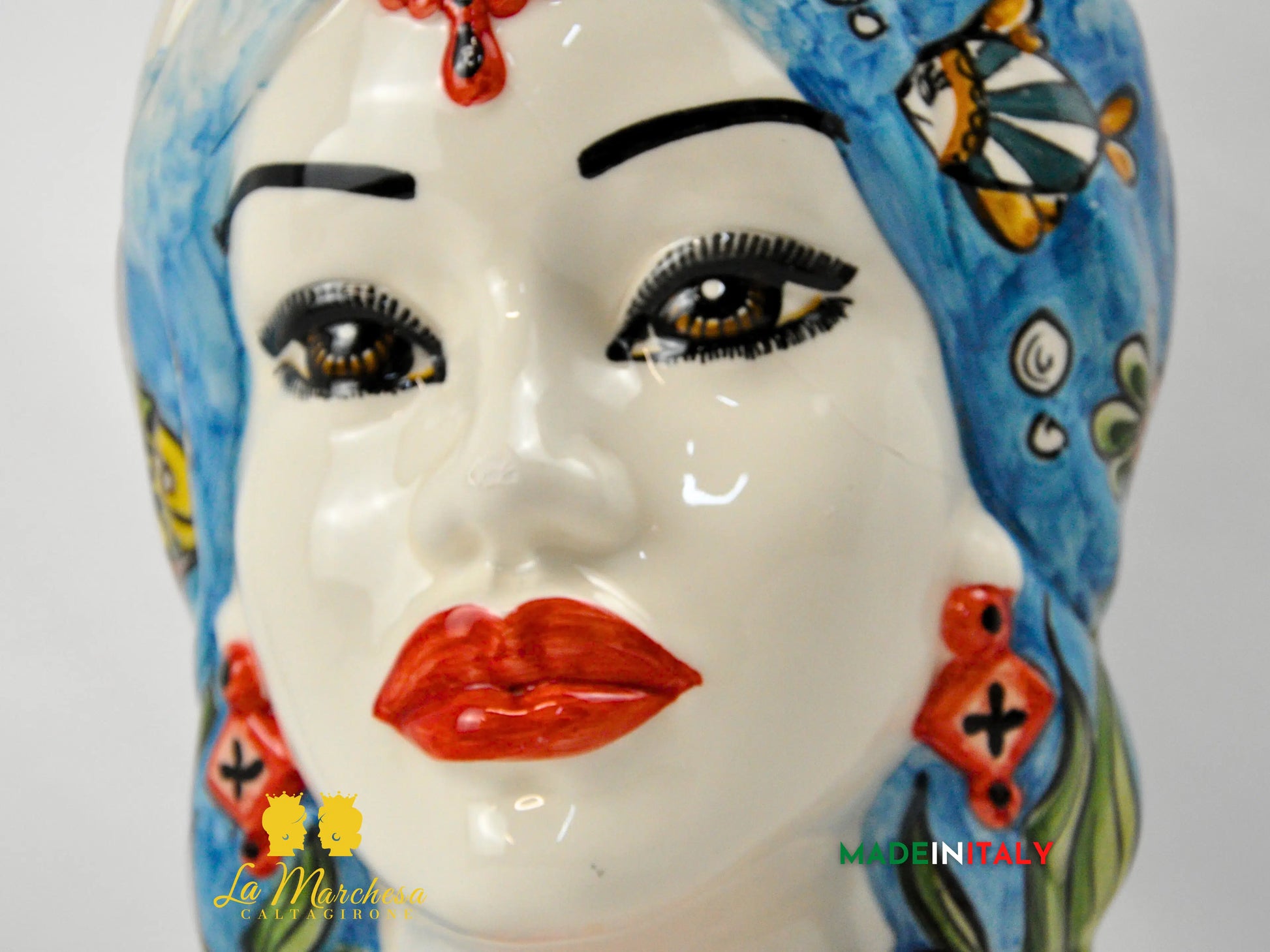 OUTLET - Testa di Moro Donna Pesci in Ceramica di Caltagirone 36cm