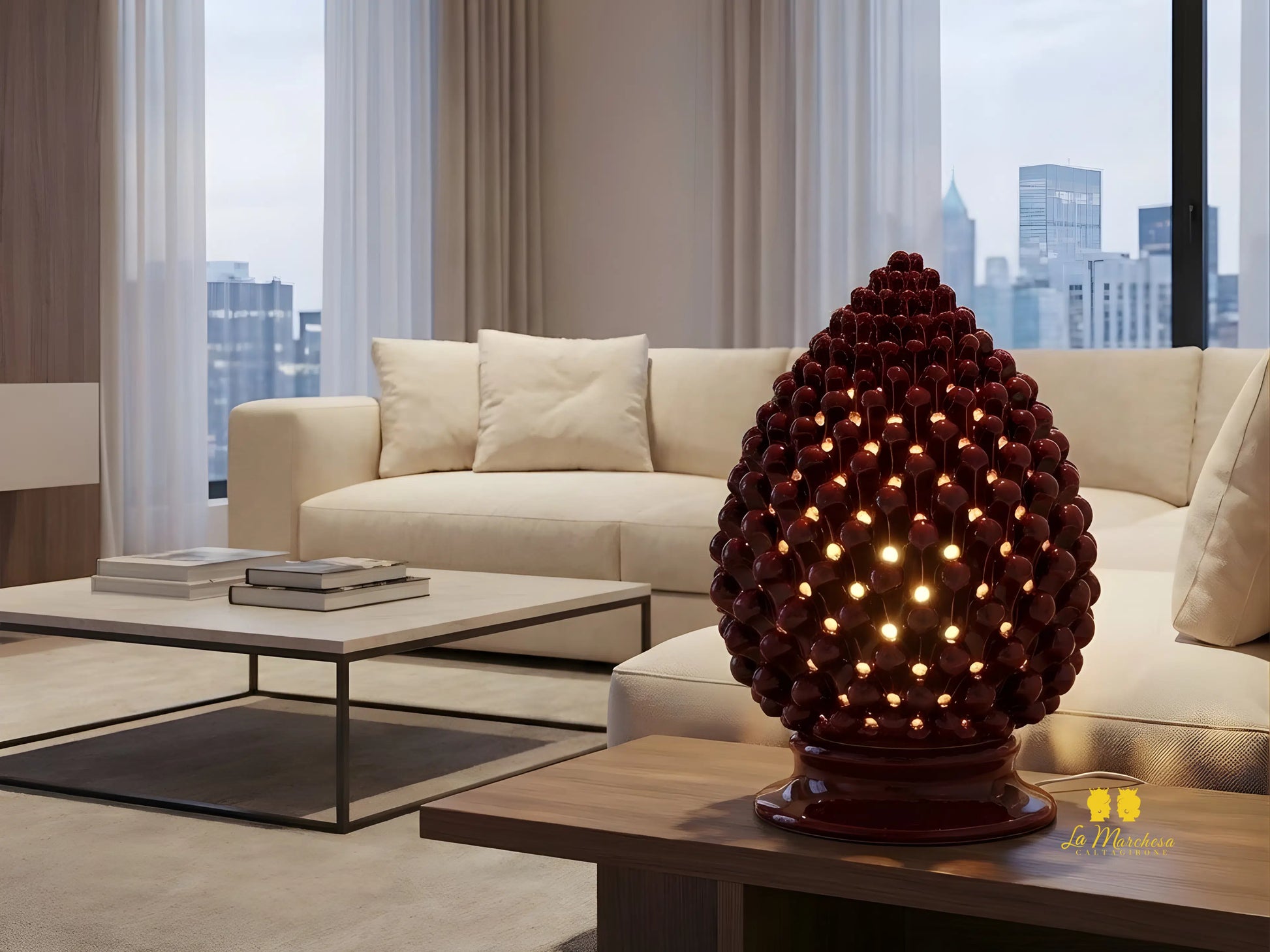 Lampada Pigna Traforata in Ceramica di Caltagirone - Vari Colori