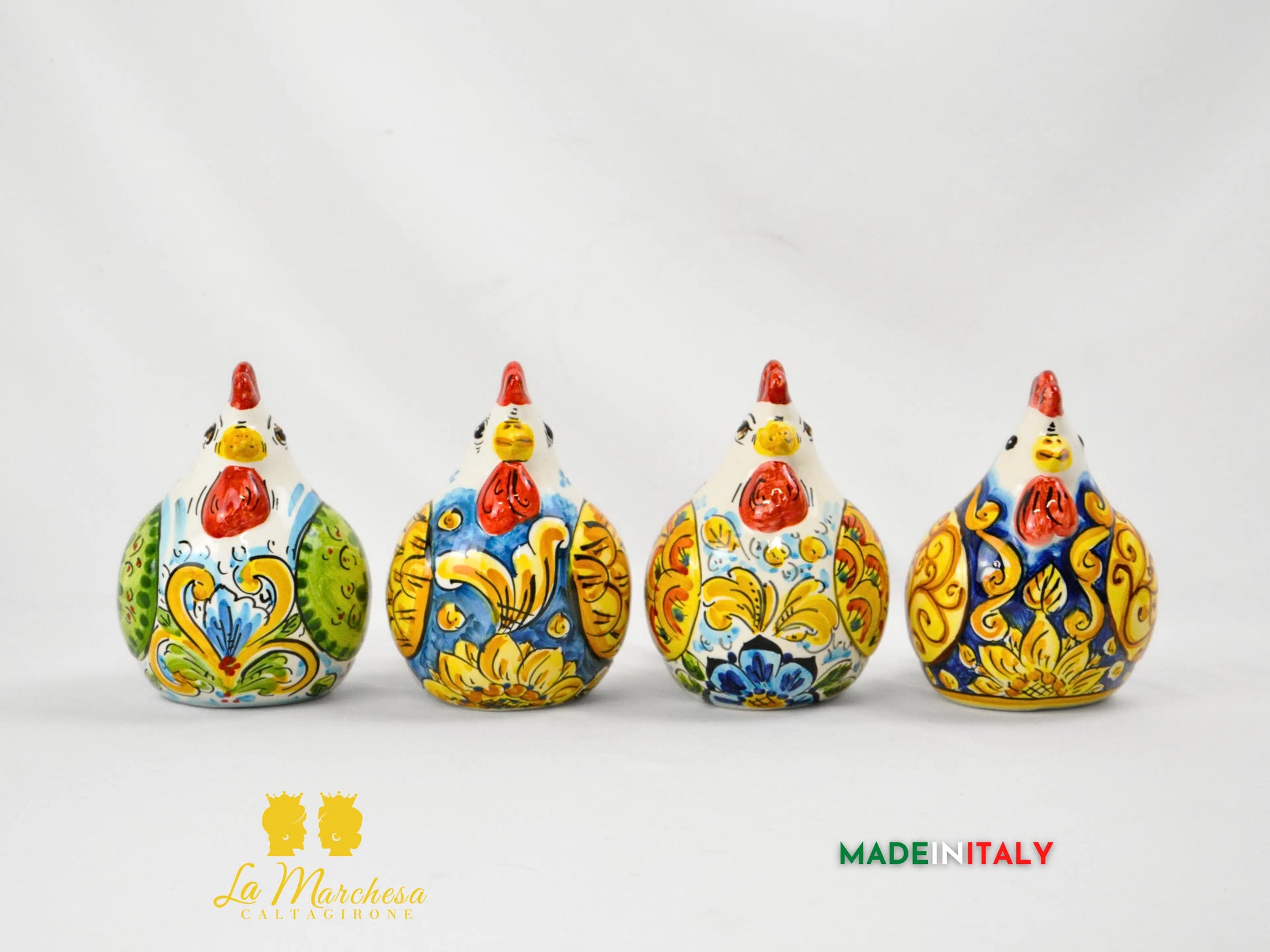 Gallina in Ceramica di Caltagirone Decorata - Varie Misure