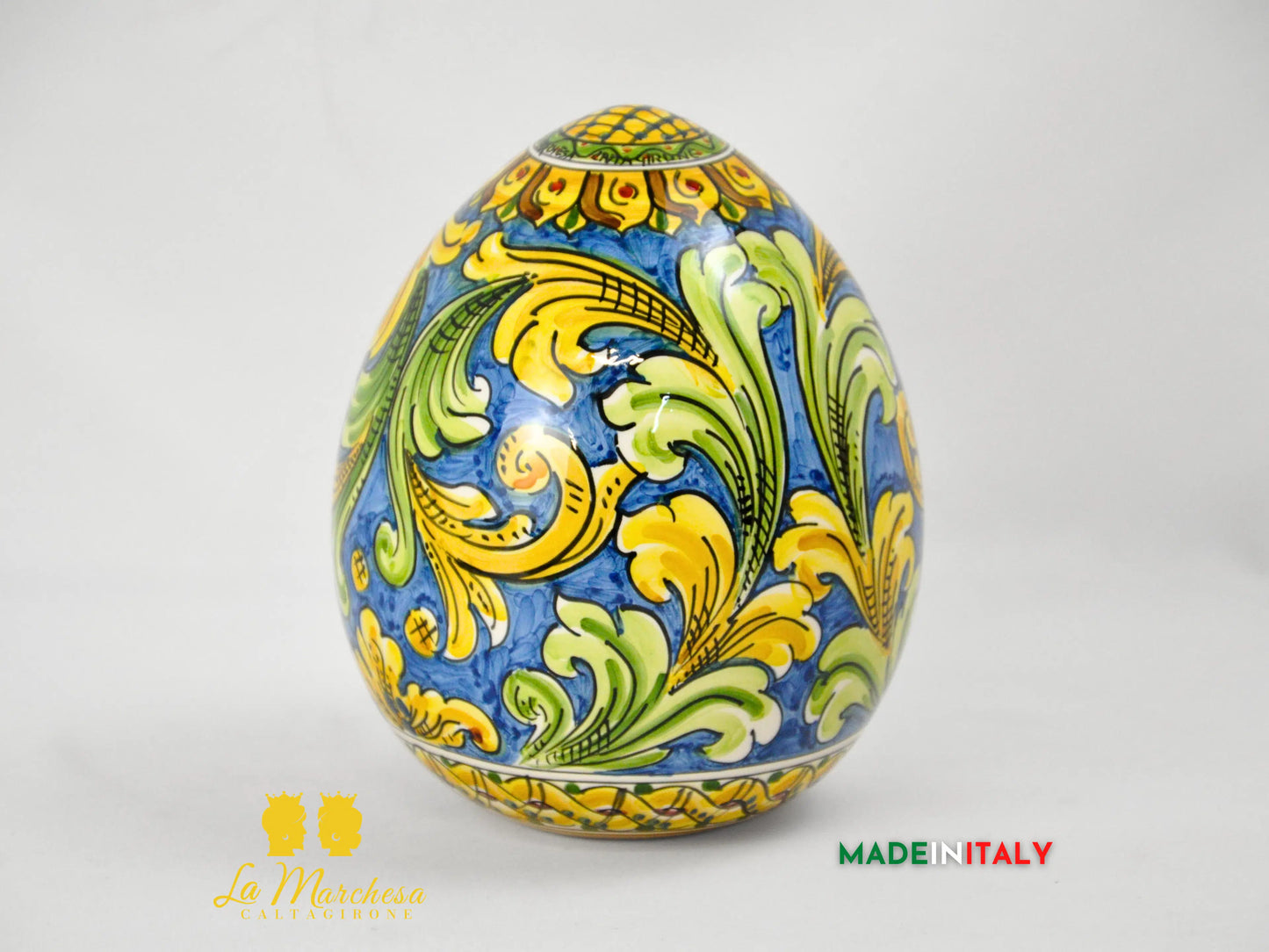 Uovo Blu in Ceramica di Caltagirone - Varie Misure