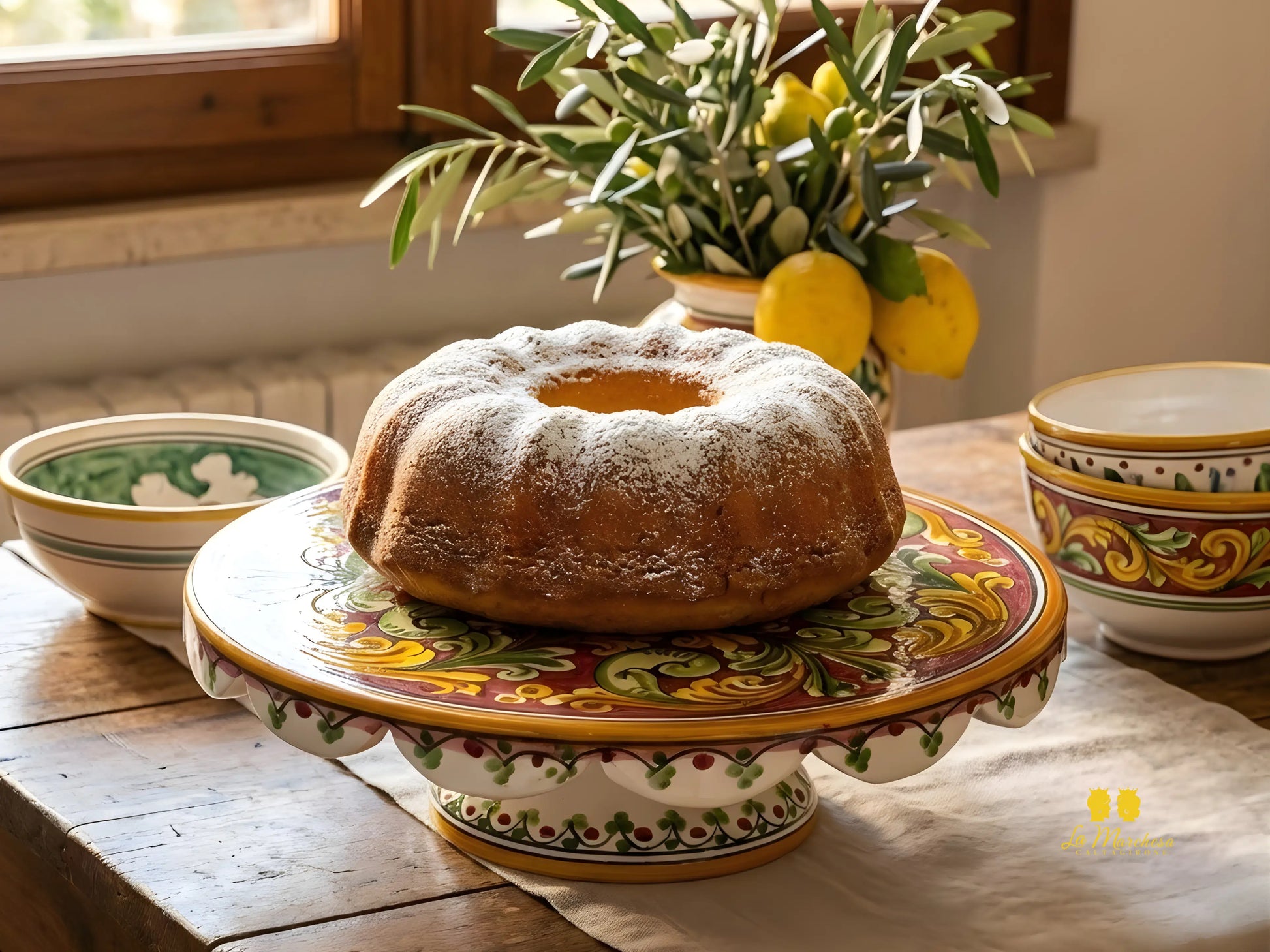 Porta Torta in Ceramica di Caltagirone 30cm - Colori Assortiti